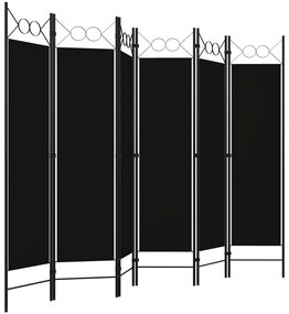 Paravan de cameră cu 6 panouri, negru, 240 x 180 cm