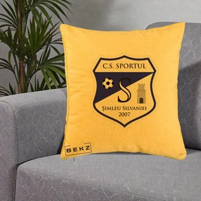 Perna Personalizata CS Sportul Simleu Silvaniei 2007, 40x40 cm, Galben, Husa Detasabila, Perna Inclusa, BEKZ®