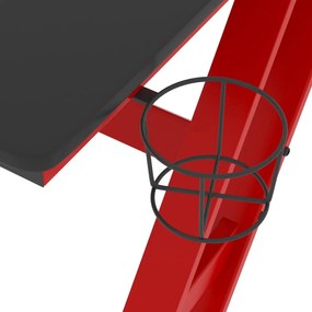 Birou de gaming cu picioare forma ZZ, negru rosu, 110x60x75 cm Negru si rosu, 110 x 60 x 75 cm