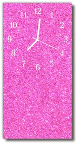 Ceas de perete din sticla vertical Sclipici roz