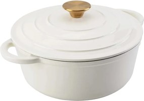 Oala fonta emailata cu capac Perfect Home 17922 28 cm, 6L, crem