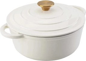 Oala fonta emailata cu capac Perfect Home 17922 28 cm, 6L, crem