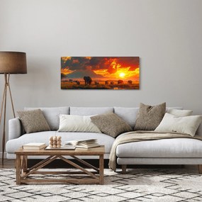 Tablou - Turmă de elefanți (120x50 cm)