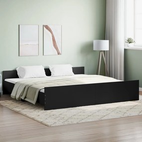 3203734 vidaXL Cadru pat metalic cu tăblii de cap/picioare, negru, 200x200 cm