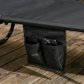 Outsunny Set de 2 șezlonguri pliabile cu copertină, spătar reglabil în 5 trepte, Negru | Aosom Romania