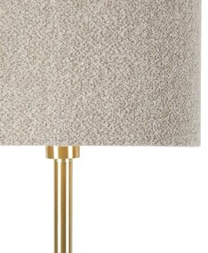 Lampă de podea alamă cu abajur boucle taupe 35 cm - Simplo