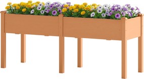 Outsunny Pat de grădină urban ridicat din lemn 184x59x76,5 cm cu 6 orificii de drenaj pentru cultivare plante flori Maro | Aosom Romania