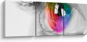 Tablou - Iris din ochi (cu ceas) (90x30 cm)