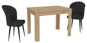 Set Masa Zeta, Stejar Artisan, 2 Scaune, Negre, 102 x 69 x 75 cm