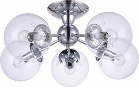Candelabru Klausen Sedna 5 Argintiu, 5xE27 Metal Sticla, Diametru 60 cm Inaltime 20 cm, Corp Iluminat Elegant pentru Living sau Dormitor Modern