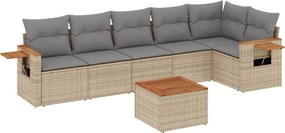 vidaXL Set canapele de grădină, 7 piese, cu perne, bej, poliratan