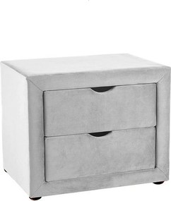 Noptiera ET-002, gri deschis - Bluvel 03, stofa catifelata, 50x35x42 c