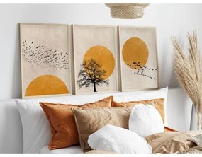 Set de 3 tablouri cu ramă foto 50 x 70 cm, bej/portocaliu