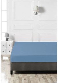 Cearceaf albastru din bumbac cu elastic 140x200 cm – Mijolnir