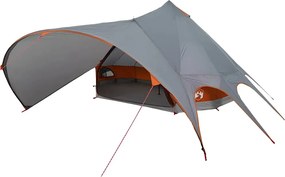 vidaXL Cort Teepee pentru 7 persoane cu acoperiș Gri și Portocalie