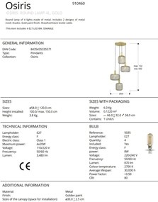 Lustra suspendata design decorativ modern Osiris 4 auriu