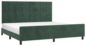 Cadru de pat cu tablie, verde inchis, 200x200 cm, catifea Verde inchis, 200 x 200 cm, Cu blocuri patrate