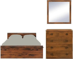 Set dormitor INDIANA, stejar sutter, cu pat 120x200, comoda cu 4 serta
