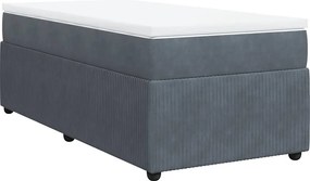 vidaXL Pat box spring cu saltea, gri închis, 100x200 cm, catifea