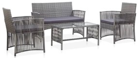 vidaXL Set mobilier de grădină cu perne, 4 piese, antracit, poliratan