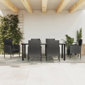 3203350 vidaXL Set mobilier de grădină, 7 piese, negru, poliratan și oțel