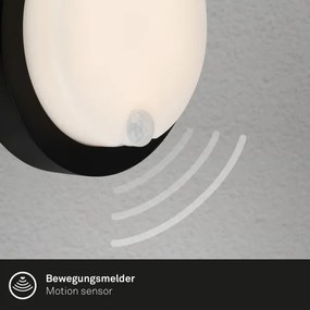 Brilo - Aplică LED reîncărcabilă de exterior cu senzor, 4W/5V, 4400 mAh, IP44, negru