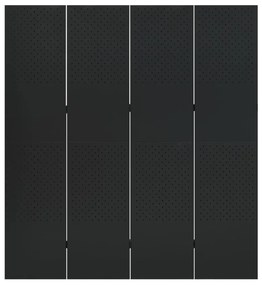 335898 vidaXL Paravan de cameră cu 4 panouri, negru, 160x180 cm, oțel