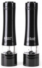 Moara electrica de sare si piper Russell Hobbs Black 28010-56, Mecanism ceramic, LED, Negru