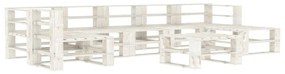 Set mobilier de gradina din paleti, 8 piese, alb, lemn Alb, 1