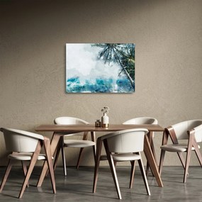 Tablou pe sticlă - Palmier lângă mare (70x50 cm)