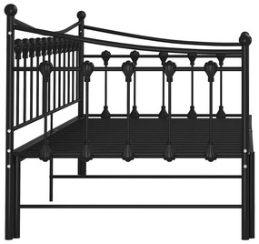 Cadru pat canapea extensibila, negru, 90x200 cm, metal Negru