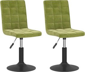 vidaXL Scaune de bucătărie pivotante, 2 buc., verde deschis, catifea