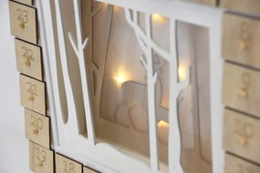 Calendar Crăciun din lemn cu LED și timer, motiv reni, 30x25