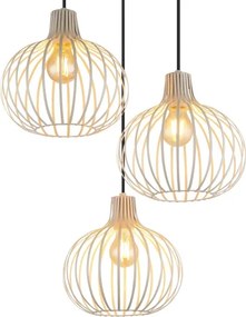 Globo 33379319 - Lustră MATEO suspendată pe cablu, 3xE27/40W/230V, bej