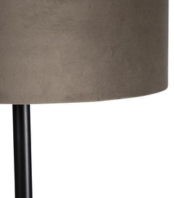 Lampă de podea neagră cu nuanță de catifea taupe și aur 40 cm - Simplo