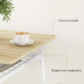 HOMCOM Set masă și scaune, masă de bucătărie cu scaune, structură din oțel, cu 2 scaune încorporate, alb stejar | Aosom Romania