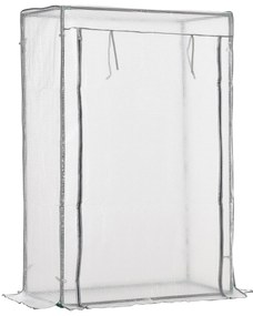 Outsunny Seră de grădină, seră de balcon, pânză renforțată PE, structură din oțel, ușă zippată rulabilă, 100 x 50 x 150 cm alb | Aosom Romania