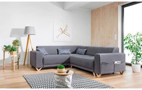 Colțar gri extensibil/cu spațiu de depozitare (cu colț pe partea stângă/în formă de ”L”) Classy Sophie – Miuform