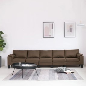 287103 vidaXL Canapea cu 5 locuri, maro, material textil