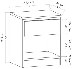 Măsuță de pat Sheridan Oak