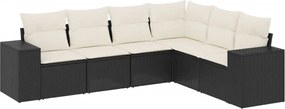 vidaXL Set mobilier de grădină cu perne, 6 piese, negru, poliratan