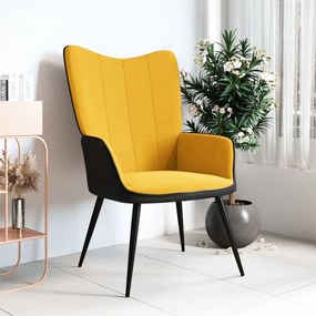 327816 vidaXL Scaun de relaxare, galben muștar, catifea și PVC