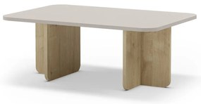 Măsuță de cafea crem/în culoare naturală cu aspect de lemn de stejar 56x100 cm Hillary – Marckeric