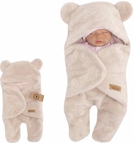 Baby înfășura cu glugă și picioare, Z&amp;Z Ursuleț de pluș, roz pudra