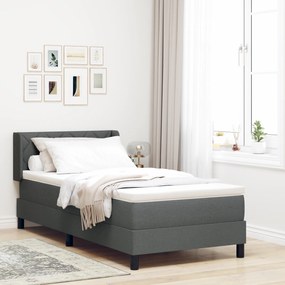 vidaXL Pat cu saltea , gri închis - 90 x 200 cm, material textil