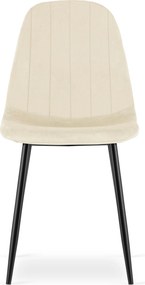 Scaun de dining PADVA VELVET cu picioare negre, bej deschis