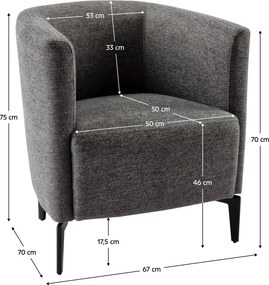 Fotoliu de design, gri / negru, KAPY