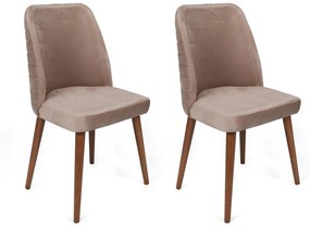 Set 2 scaune haaus Tutku, Bej/Nuc, textil, picioare metalice