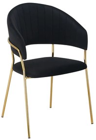 Scaun de sufragerie de design, material Velvet negru gold crom auriu, DASMIN TIP 1