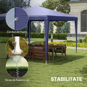 Outsunny Cort de Grădină cu 4 Orificii de Drenaj, Funii și Șuruburi,  293x293 cm, Albastru Închis | Aosom Romania